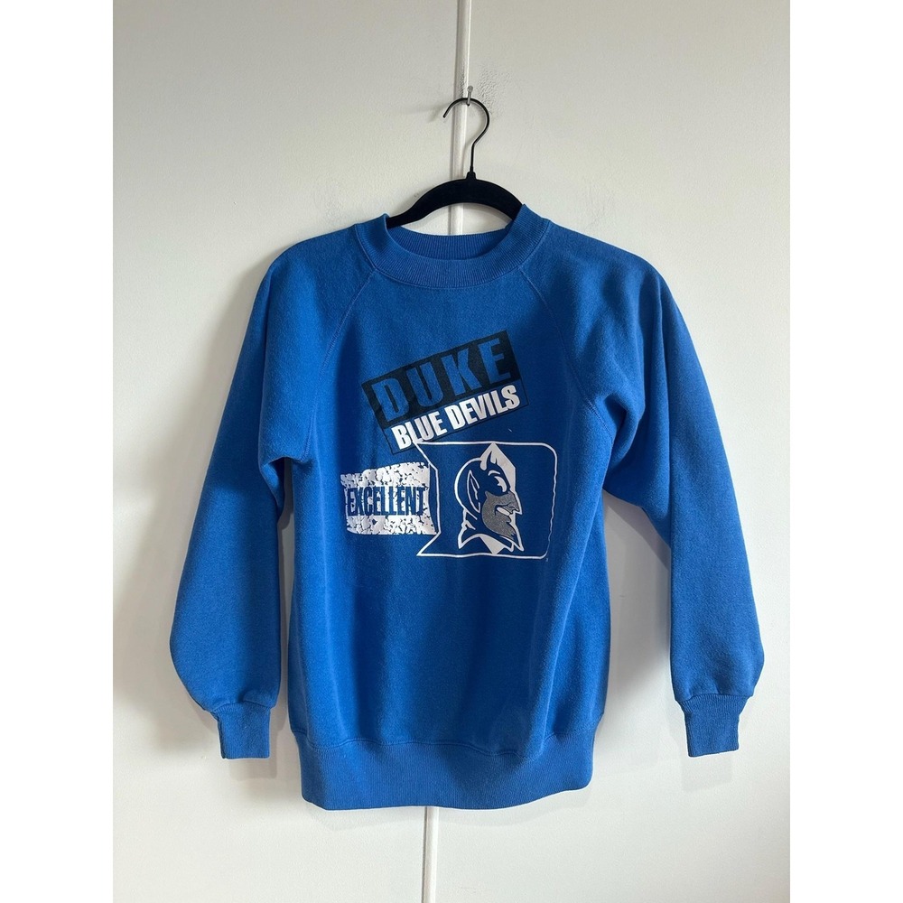 Vintage Duke Blue Devils Sweatshirt Boys XL Blue NCAA Basketball Hanes USA